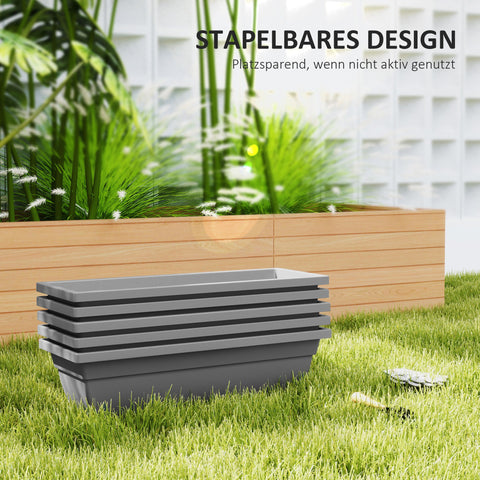 Rootz 5 Set Flower Pots - Garden Planters - Plant Containers - Durable Plastic - 59cm x 21cm x 16cm