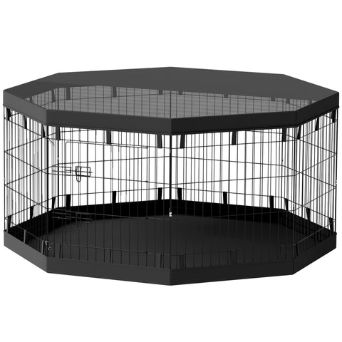 Rootz Puppy Run - Dog Enclosure - Pet Playpen - Waterproof Groundsheet - Ø159cm x 76cm - 8 Panels - Mesh & Tarpaulin Roof