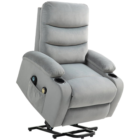 Rootz Electric Massaging & Heating Armchair - Velvet Recliner - Relax Chair - 8 Points & Lumbar Heating - 86x89x104 cm