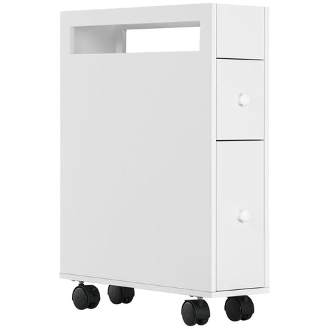 Rootz Kleankin Badkamerkast - Slank opbergmeubel - Rollende organizer - Gemakkelijke mobiliteit - Ruimtebesparend ontwerp - Waterbestendig - 16L x 49,5W x 66H cm