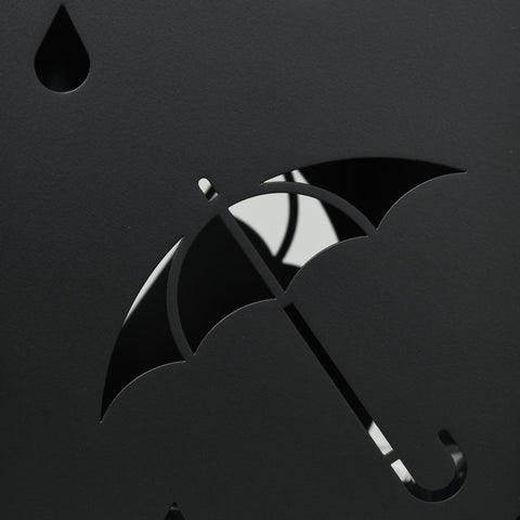 Rootz Umbrella Stand - Hallway Organizer - Rain Accessory - Galvanized Steel - Rust-Resistant - 4 Hooks - Black - 15.5 x 15.5 x 40 cm