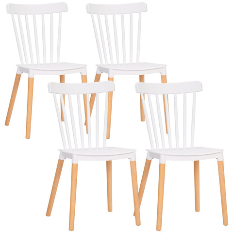 Rootz 4 Piece Dining Chair Set - Scandinavian Style - Modern Decor - Optimal Comfort - 48 x 52.5 x 83 cm - White Polypropylene and Brown