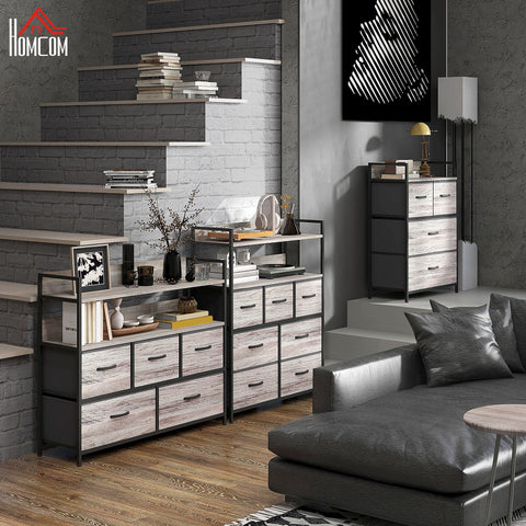 Rootz Fabric Chest of Drawers - Storage Organizer - Clothing Unit - 5 Foldable Drawers - Steel Frames - 98cm x 29cm x 85cm