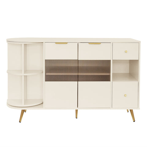 Rootz Sideboard Storage Cabinet - Glass Display Cabinet - LED Lit Cabinet - Elegant Design - 130cm x 40cm x 80cm