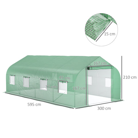 Rootz Garden Tunnel Greenhouse - Plant Shelter - Plant Protector - UV Protection - 595cm x 300cm x 210cm