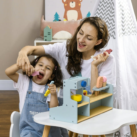 Rootz Ice Cream Wooden Toy - Playset for Kids - Educative Toy - Imaginative Play - Child-Friendly Materials - 42cm x 20cm x 24.5cm