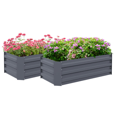 Rootz Raised Bed Set - Garden Planter - Corrugated Steel - Enhances Root Growth - 100cm x 50cm x 30cm