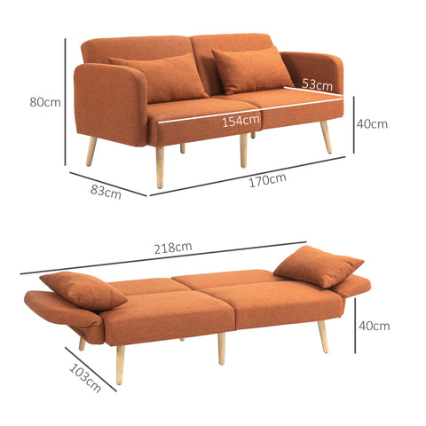 Rootz 3-Seater Click-Klack Sofa Bed - Foldable Couch - Adjustable Backrest - Maximum Comfort - 218l x 103b x 40h cm