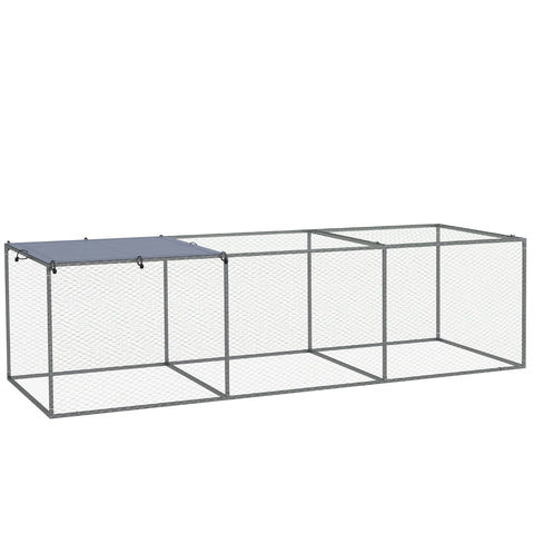 Rootz Enclos Poulailler Cage - Rabbit Hutch - Small Animal Pen - Galvanized Steel - 3m x 1m x 0.8m for Safe Outdoor Fun