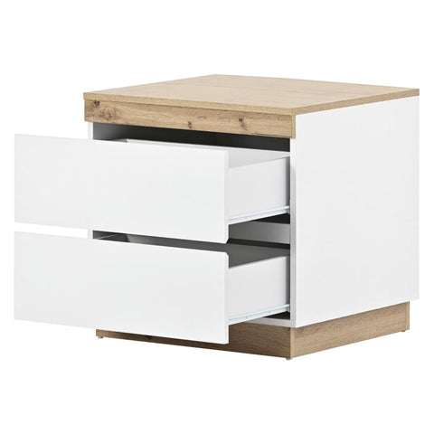 Rootz Stylish Bedside Table - Nightstand - Bedside Cabinet - Ample Storage - 55cm x 40cm x 55cm
