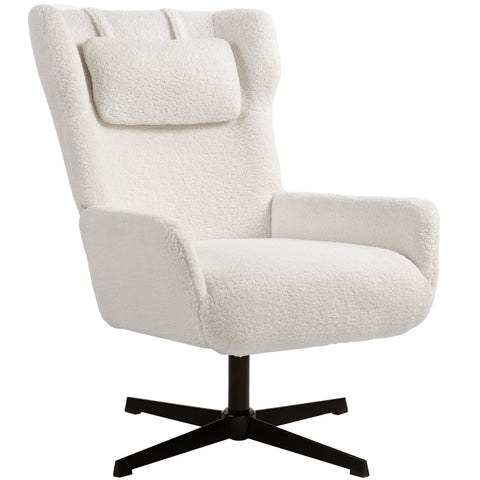 Rootz White Upholstery Armchair - Lounge Chair - Swivel Chair - Offers Comfort - 74cm x 86.5cm x 102cm