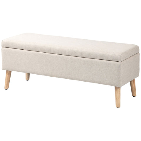 Rootz Storage Bench - Bed Bench - Elegant Seat Chest - Linen-Look Fabric - Generous Storage - Beige - 110cm x 39cm x 45cm