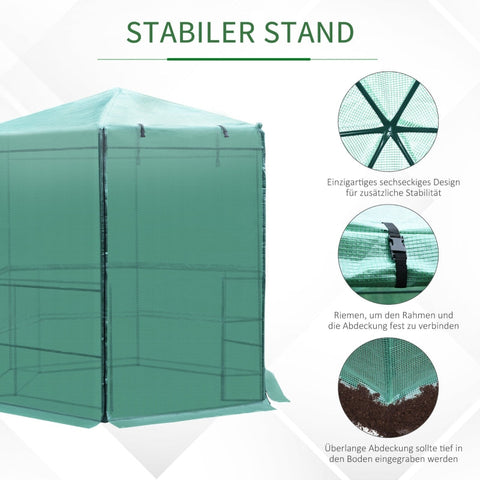 Rootz Greenhouse - Plantenschuilplaats - Tuinkas - Stevig frame - Optimale ventilatie - Voldoende opbergruimte - 228 cm x 196 cm x 215 cm