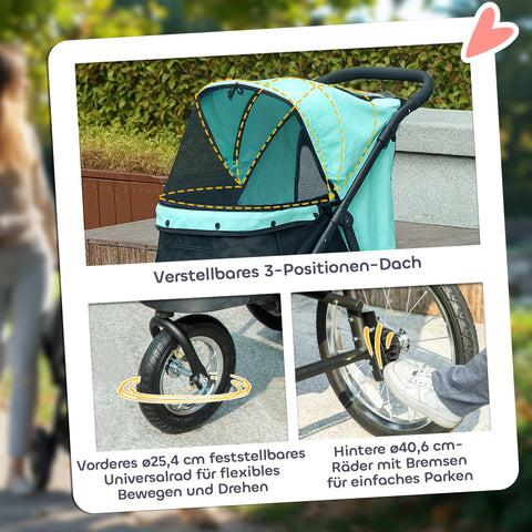 Rootz Dog Buggy - Pet Car - Stroller for Small Dogs and Cats - One-Click Fold - 100cm x 58cm x 100cm - Blue