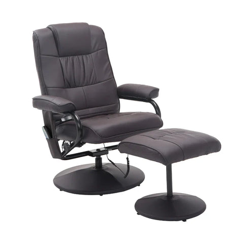 Rootz Massage Chair - Relaxation Chair - Including Footstool - 10 Vibration Points - 1 Remote Control - Brown - 77cm x 84cm x 95cm