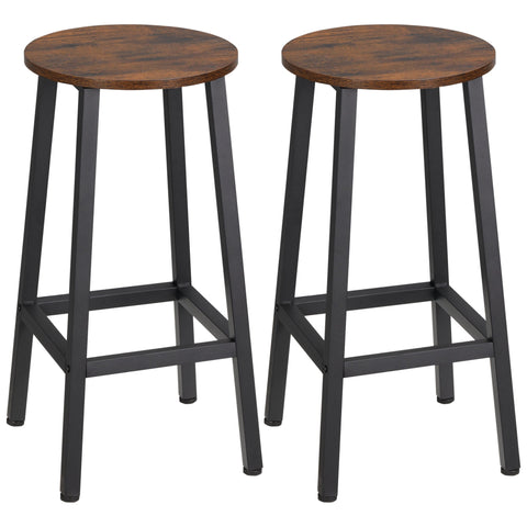 Rootz 2 Piece Set Modern Bar Stools - Kitchen Stools - Counter Chairs - 65cm Height - Space-Saving Design - Steel Frame - 32.5cm x 32.5cm x 65cm