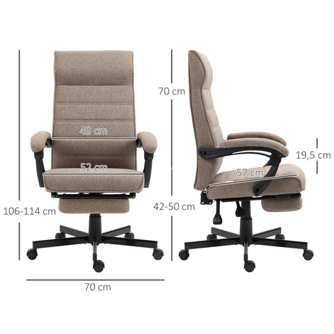 Rootz Swivel Tilting Office Chair - Height Adjustable - Ergonomic Seating - Linen Look - 68W x 67D x 106-114H cm - Comfortable & Airy