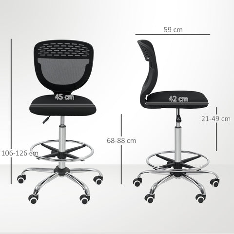 Rootz Office Chair - Work Chair - Desk Chair - Height Adjustable - Padded Comfort - Black - 59cm x 59cm x 106-126cm
