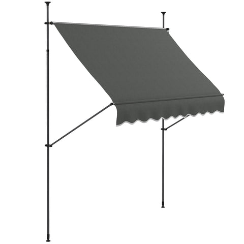Rootz Freestanding Manual Extendable Awning - Outdoor Sunshade - Retractable Blind - UV Protection - 2.5m x 1.2m x 2.1-3m