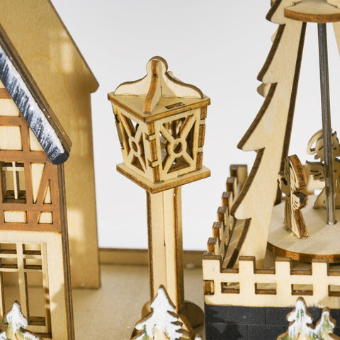 Rootz Festive Magical Christmas Advent Calendar - Wooden Village - LED Lights - 24 Day Countdown - MDF - 45cm x 9cm x 42.5cm