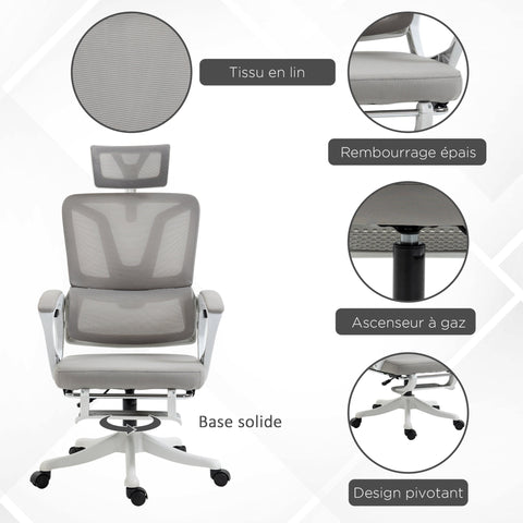 Rootz Ergonomic Office Chair - Executive Chair - Manager Chair - Lumbar Support - 66W x 58D x 110-118H cm - Mesh Black and Gray
