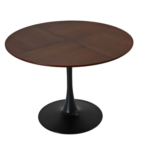 Rootz Modern Round Dining Table - Patchwork Table Plates - Metal Base - Durable & Stylish - 120 cm x 120 cm x 75 cm
