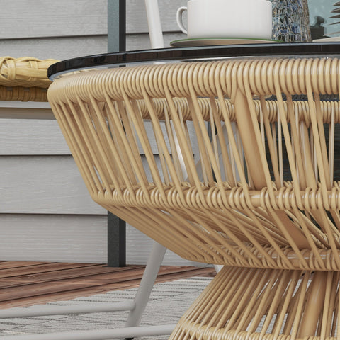 Rootz Round Garden Coffee Table - Outdoor Side Table - Patio Accent Table - Elegant Rattan Look - Ø60cm x 37cm