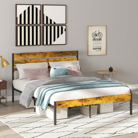 Rootz Double Bed Frame - Steel Bed Base - Industrial Bed Frame - 330kg Capacity - 161x210x105.5cm