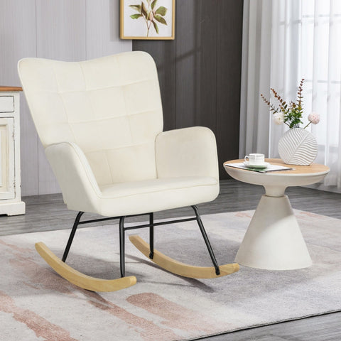 Rootz Rocking Chair - Nursing Chair - Relaxation Chair - Velvet Padding - 98cm x 71cm x 101cm