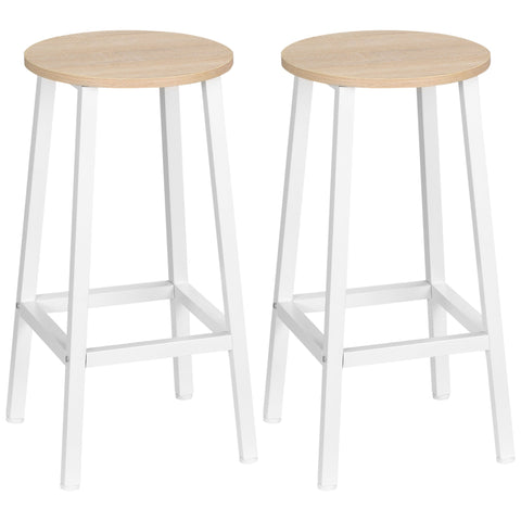 Rootz 2 Piece Set Modern Bar Stools - Comfortable Seating - Footrest - Space-Saving Design - Steel Frame - 32.5cm x 32.5cm x 65cm