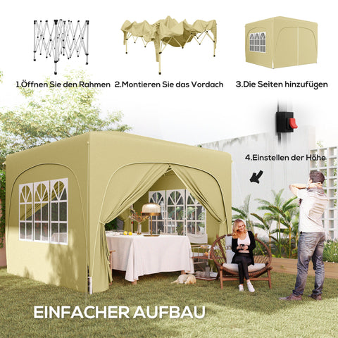 Rootz 3x3m Pop-Up Garden Tent - Outdoor Gazebo - Party Tent - UPF50+ Protection - 300cm x 300cm x 273cm