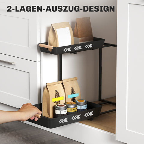 Rootz Height Adjustable Kitchen Shelf - Coffee Bar Organizer - Space-Saving Storage Solutions - Holds Up to 6kg - 40cm x 30cm x 33.5-42cm