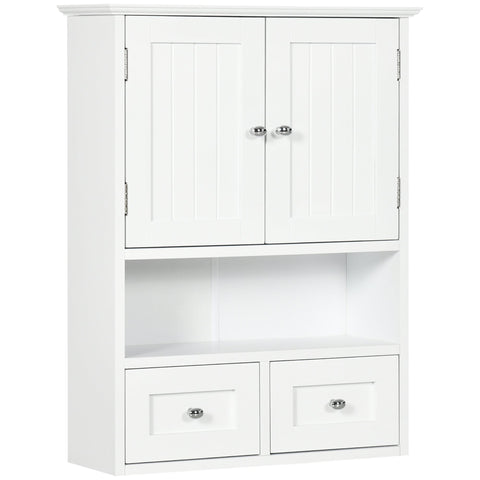 Rootz Wall Bath Cabinet - Bathroom Cabinet - White Storage Unit - Space-Saving Design - 50.8b x 17.8t x 66h cm