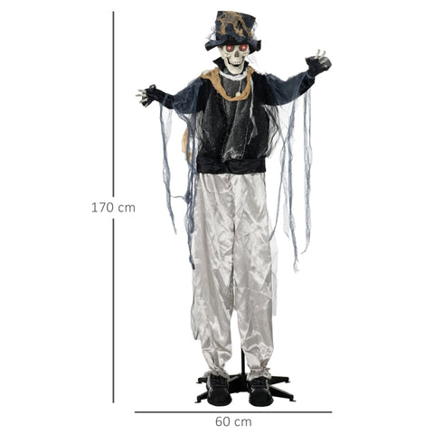 Rootz Halloween Ghost Decoration - Spooky Halloween Prop - Haunted House Decor - Motion Sensor - Sound Effects - LED Lights - 60cm x 16cm x 170cm - Polyester, PE, Plastic, Steel