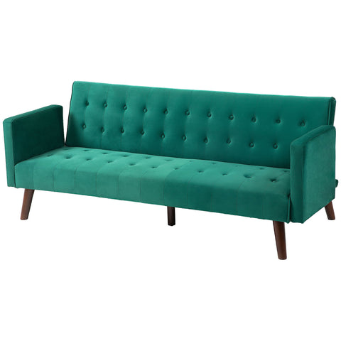 Rootz 3-Seater Sofa Sofa - Elegant Padded Couch - Velvet Sofa Bed - Click-Clack Mechanism - 183cm x 79cm x 73.5cm