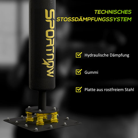 Rootz Boxing Stand - Punching Station - Fitness Trainer - Height Adjustable - Steel Frame - 107 x 36 x 140-205 cm - Black