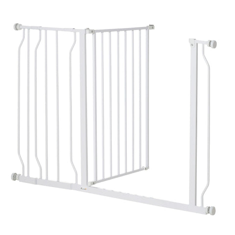 Rootz Door Guard Pet Safety Gate - Sturdy Steel - ABS Plastic - Double Locking - Adjustable 75cm to 115cm - Wall Mount - 115 x 76cm