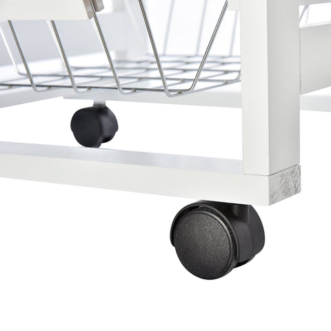 Rootz Serving Cart - Kitchen Trolley - Multi-Purpose Roll Cart - Pine Wood - 47cm x 37cm x 83cm - Practical Storage Solution