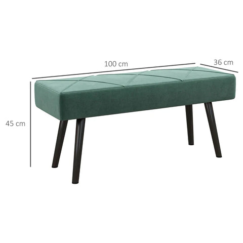 Rootz Shoe Bench - Bench Upholstered - Bench Bed Bench - Windowsill - Velvet - Foam-steel - Green - 100L x 36W x 45H cm