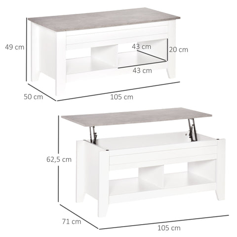 Rootz Coffee Table - Folding Table - Storage Table - Enhanced Interior - 105L x 50W x 49H cm Unfolded: 105L x 74W x 61.5H cm