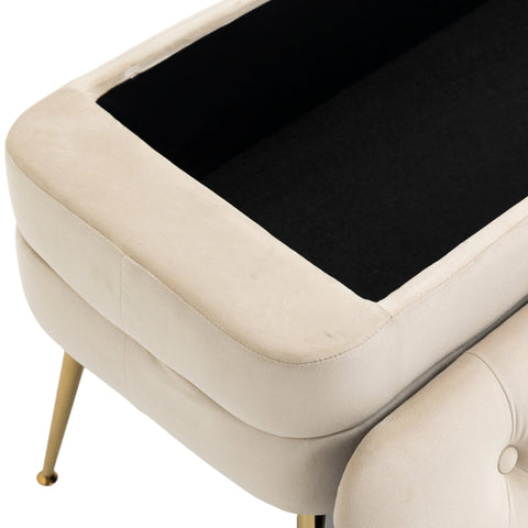 Rootz Pouf Bench - Ottoman - Velvet Storage Bench - Modern Design - 104cm x 40cm x 51cm