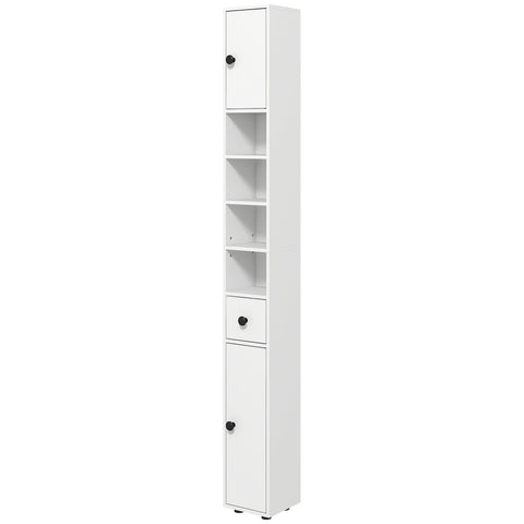 Rootz Bathroom Cabinet - Storage Unit - Slim Organizer - Modern White Design - Chipboard Construction - 180cm x 20cm x 20cm