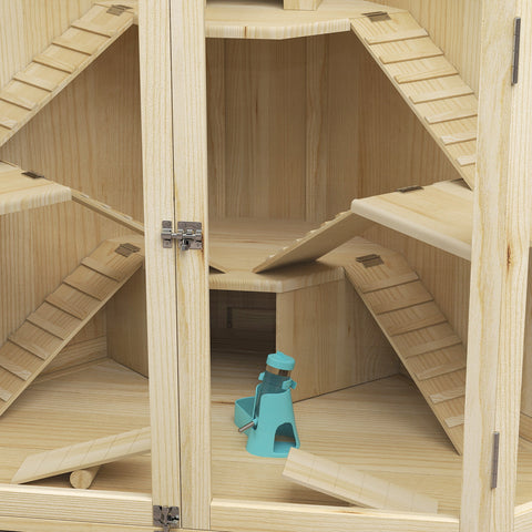 Rootz 4 Tier Hamster Cage - Small Animal House - Wooden Habitat - Spacious Design - 115 x 69.5 x 79 cm