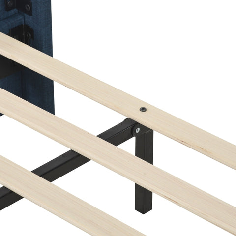 Rootz Double Bed with Headboard - Elegant Upholstered Bed - Sturdy Bed Frame - Optimal Support - 146L x 208W x 111H cm