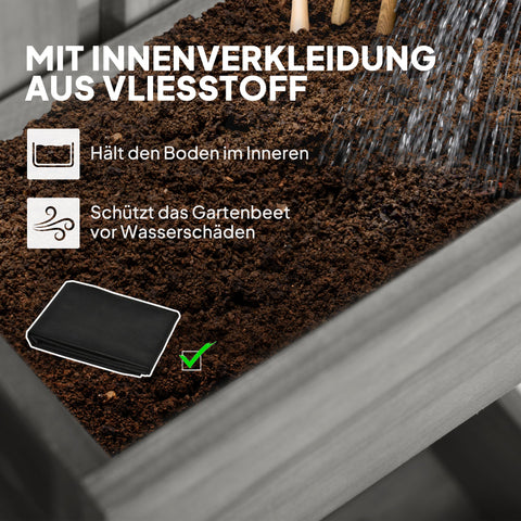 Rootz Wall Mounted Flower Box Set – Planter Rack – Vertical Garden – Space Saving – Solid Wood – 60x16x80cm – Freely Movable – Grey
