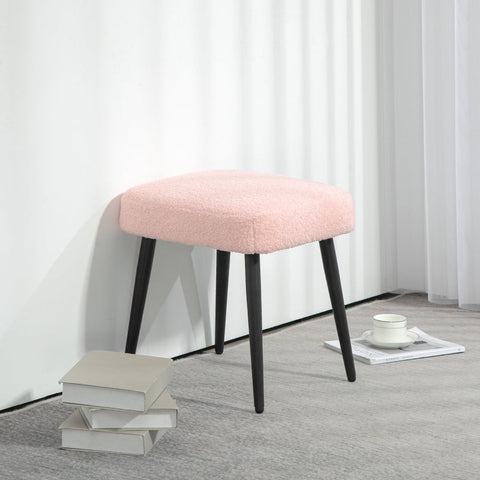 Rootz Stool - Accent Chair - Footrest - Cashmere Look - Pink - 42cm x 42cm x 47cm - Ideal for Modern Furniture & Comfort