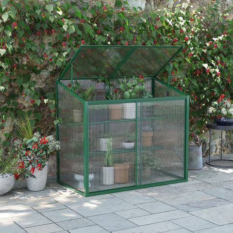 Rootz Greenhouse - Plant Shelter - Garden Oasis - Extend Growing Season - Optimal Ventilation - 100 x 60 x 98 cm - Green Aluminum Frame
