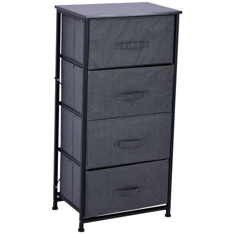 Rootz Drawer Cabinet Storage Cabinet - 4 Foldable Fabric Drawers - Chest of Drawers - Space Saver - 45cm x 30cm x 92cm