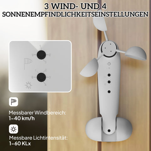Rootz Sun & Wind Sensor - Weather Station - Outdoor Sensor - Automatic Weather Adjustments - 22 x 11 x 9 cm White
