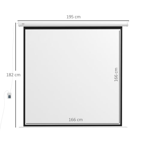 Rootz Beamer Canvas - Projector Screen - Motorized Cinema Experience - Remote Control - 172 x 172 cm - White